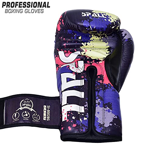 Spall Pro US Boxing Gloves for Men & Women - Pro Training Sparring Punching Gloves - Muay Thai MMA, Kickboxing Heavy Bag Workout Leather Boxing Gloves - Scary Blue - 8 OZ