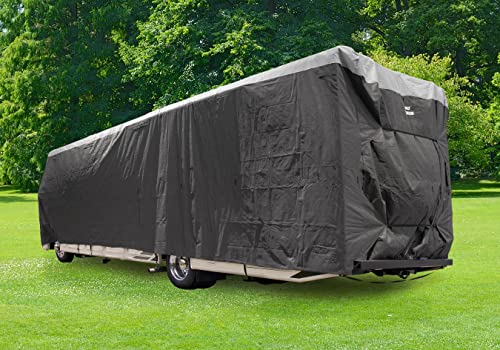 Camco ULTRAGuard 30 to 32-Ft Travel Trailer/Class A RV Cover - Features Zipper Entry Doors & Covered Air Vents - Crafted of Spunbond Polypropylene - Storage Bag for RV Storage & Organization (45732) - size: 30' - 32', style: Class A
