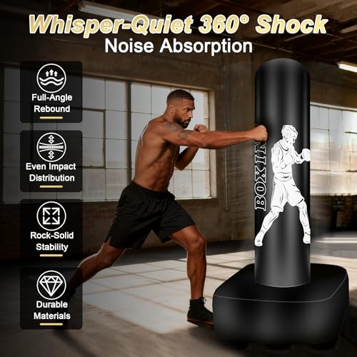 Freestanding Puncing Bags for Adults Teens, Heavy Bag with Stand Boxing Bag with Boxing Gloves, Electric Air Pump, Reflex Ball, 70" Kickboxing Bag for Training MMA Muay Thai Gym - color: White Athlete - Accessories Not Included