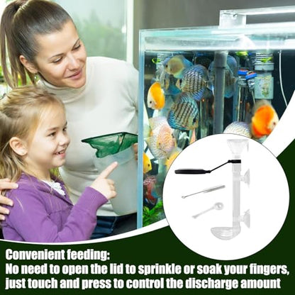 Fish Food Feeder - Aquarium Pipe with Directional Telescopic Tube, Clear Suction Cup Dispenser, Adjustable Target Feeding Tool, Spill Control Design | Vacation Solution for Shrimp Turtle Home Pond