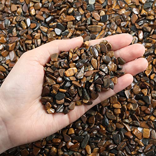 LAIDANLA Tiger Eye Crushed Stone Crystal Chips Bulk Natural Gemstones Healing Reiki Crystals Mini Quartz Vase Filler Aquarium Gravel 100g - color: Brown-tiger Eye, size: 0.22 Pound-（0.2"-0.28"）