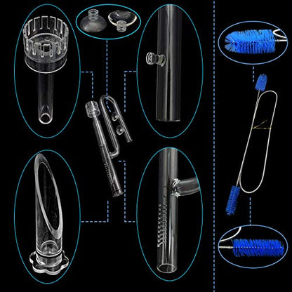 17mm Glass Aquatic Skimmer Inflow Lily Pipe for Aquarium Filter 5/8" i.d. (16/22mm) Tubing and Stainless Steel 90cm Flexible Cleaning Brush for Aquarium Planted Tank