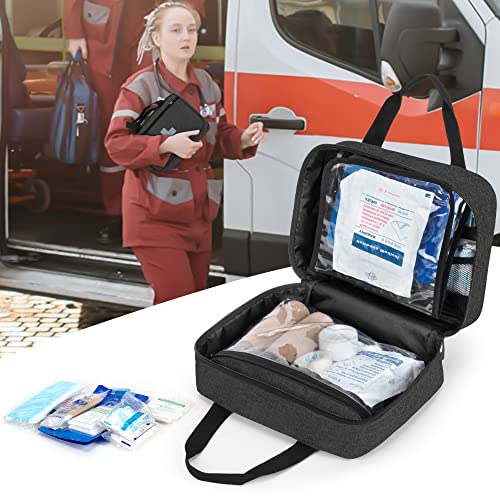 CURMIO Empty First Aid Kits Case, Portable Emergency Kit Organizer, Black - color: Black