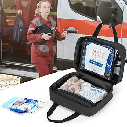CURMIO Empty First Aid Kits Case, Portable Emergency Kit Organizer, Black - color: Black