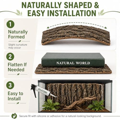 Natural Cork Bark Background for Reptile Terrarium, 4 Pack 11.8 x 7.9 Inch Cork Bark Flats, DIY Reptile Enclosure Background Climbing Wall for Gecko Bearded Dragon Lizard Snake Vivarium