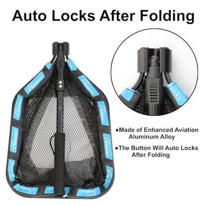 GOODCAT Floating Fishing Net with Magnetic Release, Foldable Landing Net for Kayak Boat Shore Fishing - color: B: Square-Extend Length:32.5"