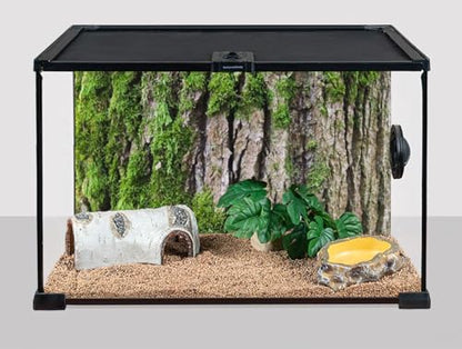 36X18 Inch Tropical Moss & Bark Reptile Tank Background – Realistic Forest Trunk Texture Moisture-Friendly Polyester Backdrop for Dart Frogs & Crested Geckos - size: 36X18in