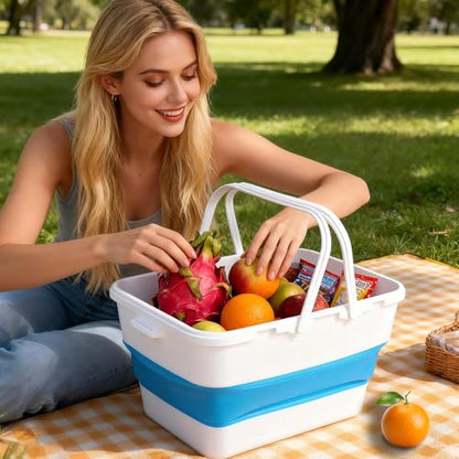 Collapsible Bucket,13 L Foldable Fish Bucket with Lockable Lid,Multifunctional Container for Live Fishing Lure,Collapsible Washing up Bowlfor Home & Car (Grey) - color: Gray