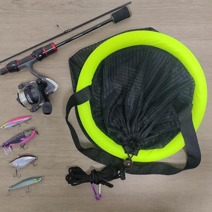 Aventik Floating Fish Basket Mesh Net Cage for Live Bait Storage Fish Raising Kayak Fishing Accessories 15.7in/40cm Height