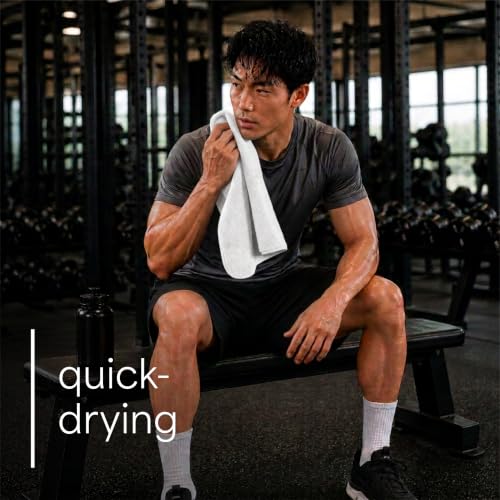 S&T INC. Microfiber Gym Towels, 6 Pack, 16" x 27" - color: White