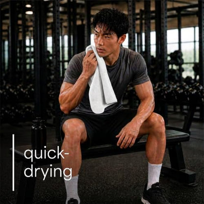 S&T INC. Microfiber Gym Towels, 6 Pack, 16" x 27" - color: White