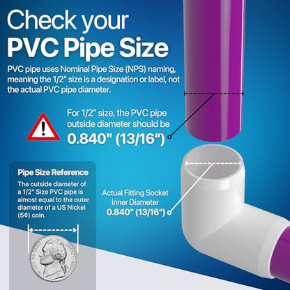 PVC Pipe, 1/2" Size, (0.840" Actual OD) Sch 40 Furniture Grade, Purple (40"L x 3-Pack) DIY Structural for Greenhouse, Garden, Dog Agility and Maker Projects - P012FGP-PU-40x3