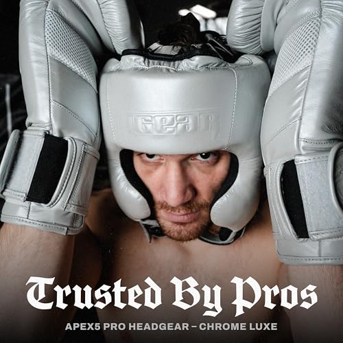 Tigear APEX5 Pro Headgear – Chrome Luxe | MMA, Muay Thai, Kickboxing, Sparring & Martial Arts