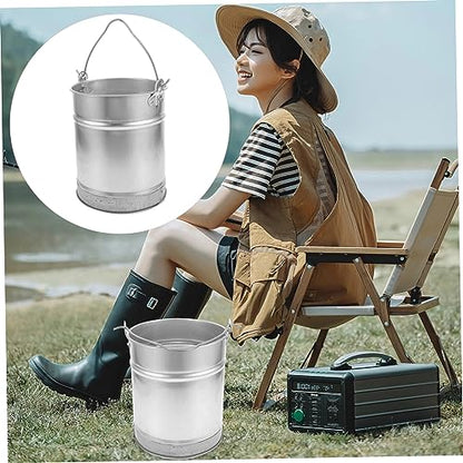 PRETYZOOM Thickened Iron Bucket Multi-Purpose Water Paint Fishing Bucket Large Capacity Handheld for Home Dorm Kitchen