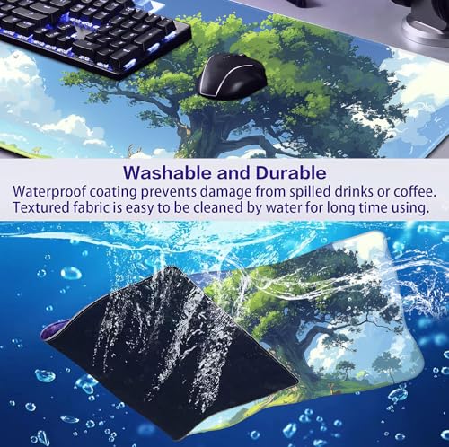 Large Green Plant Outdoor Landscape Office Desk Pad, Computer Mouse Pad | The Surface Of The Mouse Pad Is Designed With Fiber Woven Material, And The Base Is Made Of Natural Anti Slip Rubber. - color: Outdoor Landscape