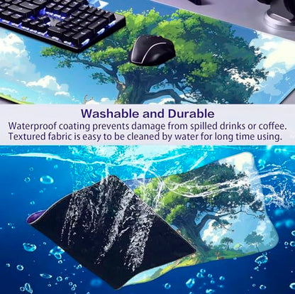 Large Green Plant Outdoor Landscape Office Desk Pad, Computer Mouse Pad | The Surface Of The Mouse Pad Is Designed With Fiber Woven Material, And The Base Is Made Of Natural Anti Slip Rubber. - color: Outdoor Landscape