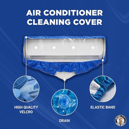 Mini Split Cleaning Bag | 360 Waterproof Design | Fits Systems 27in - 39in Long | Mini Split Cleaning Kit Includes Overspray Guards and Drain Hose - size: Small (For Systems 27in - 35in)