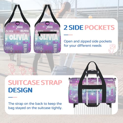 Custom Dance Bag with Name for Travel, Purple Blue Galaxy Background - color: Purple Blue