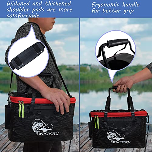 Foldable Transparent Top Cover - Multifunctional Minnow Bucket, Live Fish Container, Outdoor Camping Fishing Bag (Black, 6 Gallon) - color: Black, size: 6 Gallon