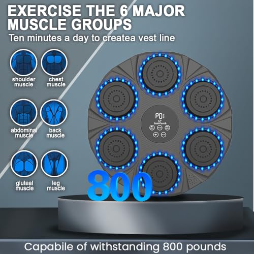 Music Boxing Machine,Wall-Mounted Music Boxing Machine for Adults and Kids with 2 Pairs Boxing Gloves and Hair Band, Interactive Boxing Target Workout Equipment for Home, Gym, and Office
