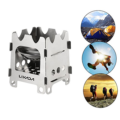 Lixada Camping Wood Stove Folding Lightweight Stainless Steel Wood Burning Stove Portable Backpacking Alcohol Stove for Outdoor Camping Hiking Picnic BBQ Picnic Hunting