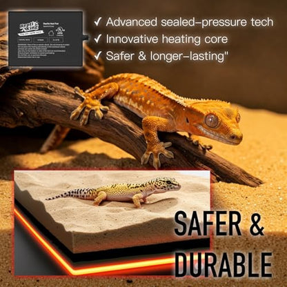 Reptile Heat Pad, 6" X 8" 8W, Heating Pad for Reptile Tank, Lizard, Snake, Bearded Dragon, Hermit Crab, Leopard Geckos Terrarium Heating Mat, Safe & Durable Heat Pad for Reptiles - size: 8W Reptile Heat Pad