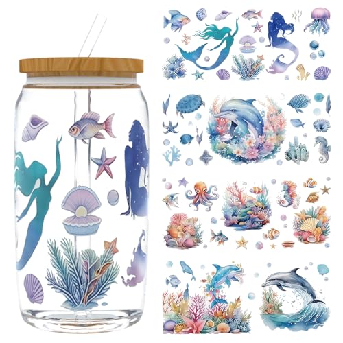 UV DTF Cup Wrap Transfer Stickers Rub On Transfers 4 Sheets Art Guru Tumblers Water Bottles Mugs Glasses Cups - style: Art Guru