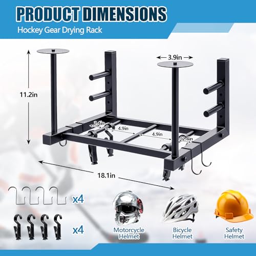 18.1 x 14.2 x 11.2 Inches Hockey Gear Drying Rack Wall Mount