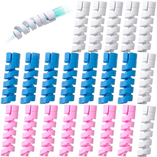 21 Packs Oxygen Tube Support Crimp Straightener, Retractable Oxygen Tubing Support for Portable Oxygen Concentrator, Oxygen Tubing Reels Supplies for Nasal Cannula - Blue, Pink, White - color: Blue, Pink, White,21pcs
