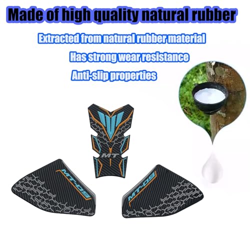 For MT-09 MT09 SP MT 09 SP 2025 Non-slip carbon fiber texture bottom side fuel tank stickers 3D embossed rubber fuel tank pads fuel tank knee pads mt09 mt-09 sp 2021-2025 motorcycle accessories (blue) - color: Blue
