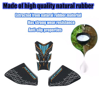 For MT-09 MT09 SP MT 09 SP 2025 Non-slip carbon fiber texture bottom side fuel tank stickers 3D embossed rubber fuel tank pads fuel tank knee pads mt09 mt-09 sp 2021-2025 motorcycle accessories (blue) - color: Blue