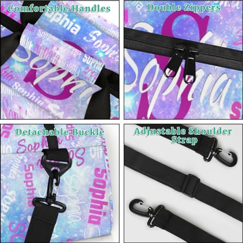 Custom Gym Dance Bag with Name, Watercolor Purple Blue Galaxy Universe - color: Color 24