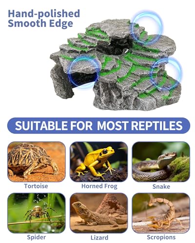 Turtle Basking Platform Turtle Tank Decoration for Aquariums & Terrarium, Turtle, Lizard, Reptile Habitat Hideout (Black)