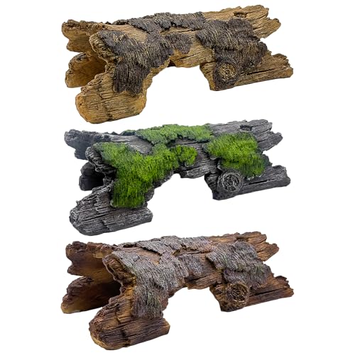 Teaeeno Faux Log Fish Cave, Predator Control and Decorative Shelter for Koi and Fish, Ponds, Aquariums, Aquarium Décor Ornaments (Green)