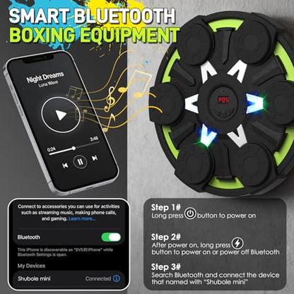 Music Boxing Machine for Kids & Adults - Wall Punching Pad with Lighting, 9-Speed Bluetooth Boxing Game with Gloves, Wall Mounted Exercise Equipment, 2026 Upgrade Boxing Equipment for Kids Age 6+ - color: Green