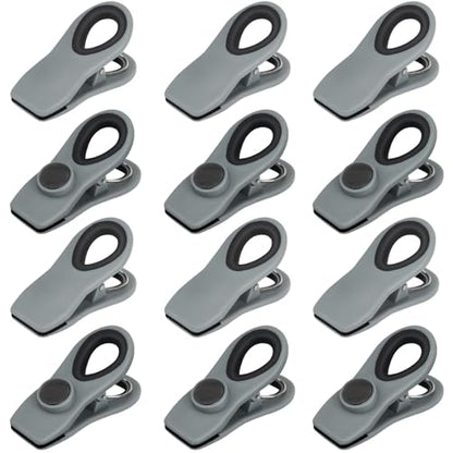 Chip Clips, Magnetic Bag Clips with Air Tight Seal for Food Storage, 12 Pieces (Gray) - color: 12pcs Gray