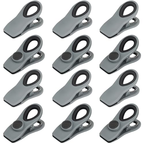 Chip Clips, Magnetic Bag Clips with Air Tight Seal for Food Storage, 12 Pieces (Gray) - color: 12pcs Gray