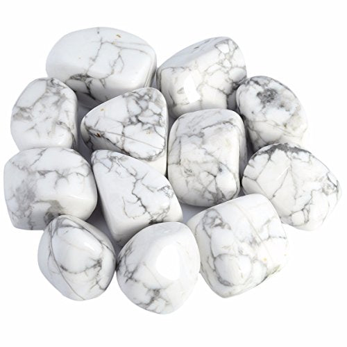 Rockcloud 1 lb Tumbled Polished Stones Gemstone Supplies for Wicca,Reiki,Healing Crystal,White Howlite Turquoise - color: White