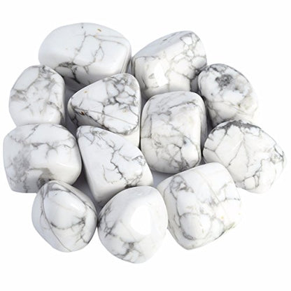 Rockcloud 1 lb Tumbled Polished Stones Gemstone Supplies for Wicca,Reiki,Healing Crystal,White Howlite Turquoise - color: White