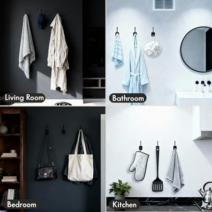 CBWLWJ 16 Pack Heavy Duty Metal Wall Hooks for Hanging, Wall Mounted Coat Hooks for Living Room, Bathroom, Kitchen – Hang Coat, Bag, Scarf, Towel, Hat, Key, Cup (White) - color: White