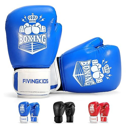 Kids Boxing Gloves for Sparring,Punching Bag,MMA Training,Ages 3-15 - color: Blue-White, size: 4 oz