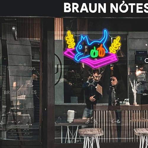 Cat Book Neon Sign Cat Learning LED Light Up Sign Cartoon Animal Neon Light Dimmable Read Books Neon Light Sign for Bookstore Bedroom Store Wedding Classroom decor - style: Yoyo Cat