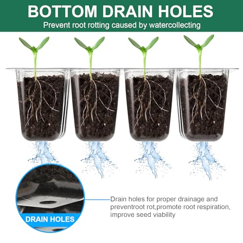 12 Pack Seed Starter Tray Seed Starter Kit (144 Cells Total Tray) with Humidity Adjustable Dome, for Seeds Growing Starting Plant Germination Trays, Mini Green House Germination Trays.