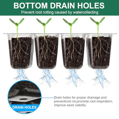 12 Pack Seed Starter Tray Seed Starter Kit (144 Cells Total Tray) with Humidity Adjustable Dome, for Seeds Growing Starting Plant Germination Trays, Mini Green House Germination Trays.