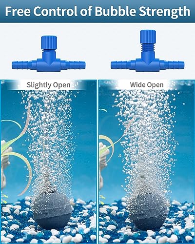 Pawfly Aquarium Air Control Valves for 3/16" ID Airline Tubing Single Way Plastic Air Flow Controllers Regulators Adjustable Blue Hose Connectors Air Pump Accessories for Fish Tanks, 10 Pack