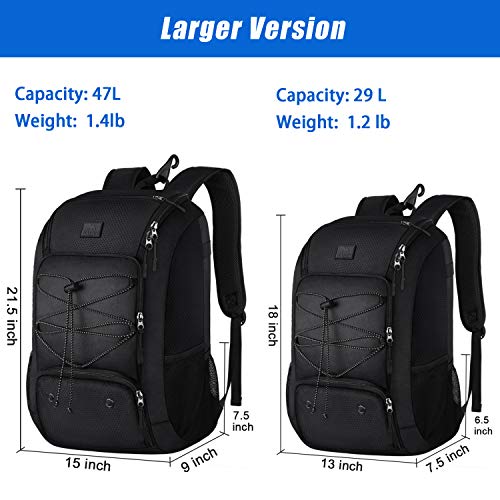 MATEIN Youth Baseball Backpack, Softball Bat Bag with Shoes Compartment | Lightweight Baseball Bag for Boys and Adult, Fence Hook Hold TBall Bat, Batting Mitten, Helmet, Caps, Teeball Gear Equipment - color: Black, size: 47L