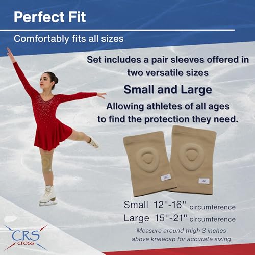 Gel Knee Pads for Ice Skating. Custom Gel Pad Design. Pair, Large | 2 Gel Sleeve Knee Pads for Cushion, Support and Protection of Kneecap Patella for Figure Skating, Volleyball, Dance / Cheer - size: Large