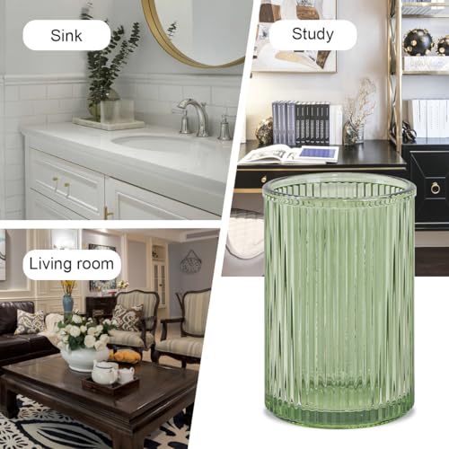 Toothbrush Holders for Bathrooms, 2pcs Glass Toothbrush Holder, 12oz Bathroom Tumbler and Mouthwash Cup, Tooth Brush and Toothpaste Organizer for Bathroom Vanity Countertop (Green Gold) - color: Green Gold
