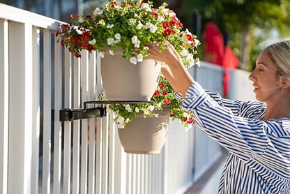 Deck Railing Container Holder/Bracket Kit for Round Pot Planters (8") Perfect for Deck Railing Container Gardens! - size: 8"