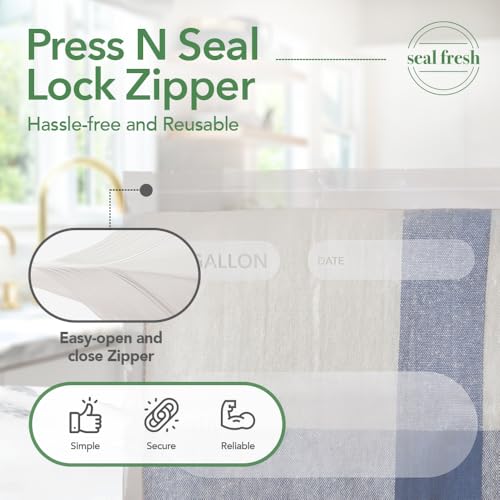 Seal Fresh 5 Gallon Large Plastic Storage Bags – 18" x 24" (60 Count) – Reusable XXL Extra Large Clear Jumbo Zip Lock Bags with Sealable Zipper Top For Clothes, Travel, Moving
